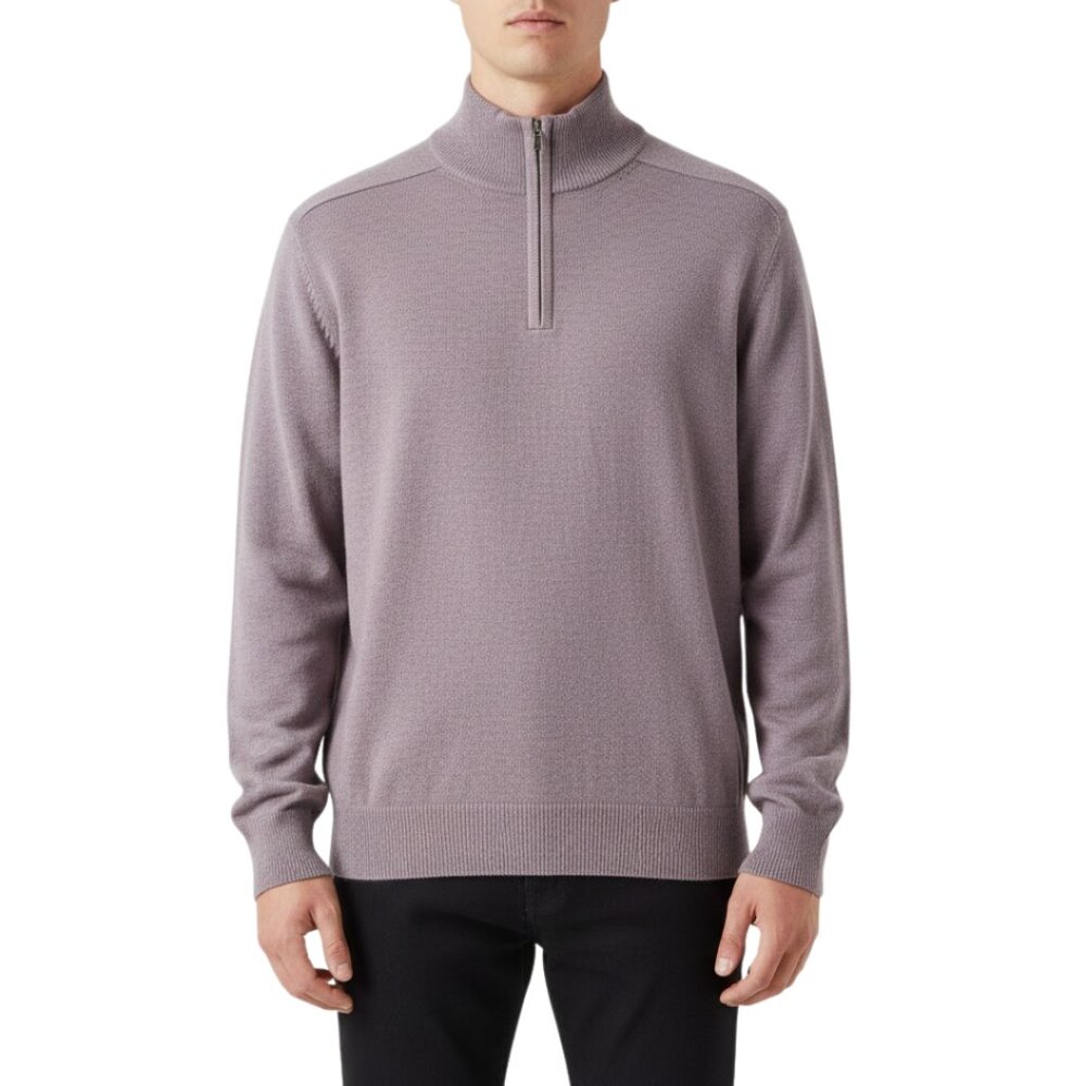 NWT Hawker Rye Men’s Quarter Zip Sweater Purple Cotton Cashmere Soft Knit Size M